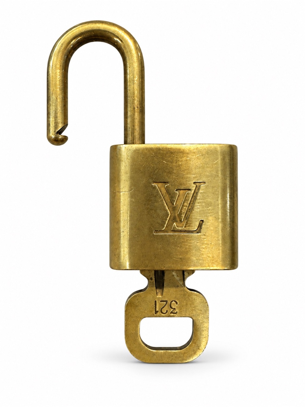 LOUIS VUITTON Vintage Brass Padlock Lock & Key #321